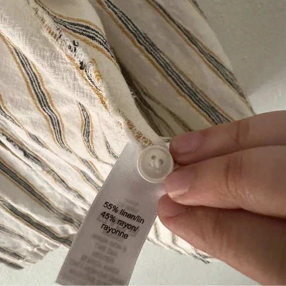 Linen Pinstripe Open Front Blazer Size Medium Style 114336 Casual Maurice’s - Picture 11 of 14